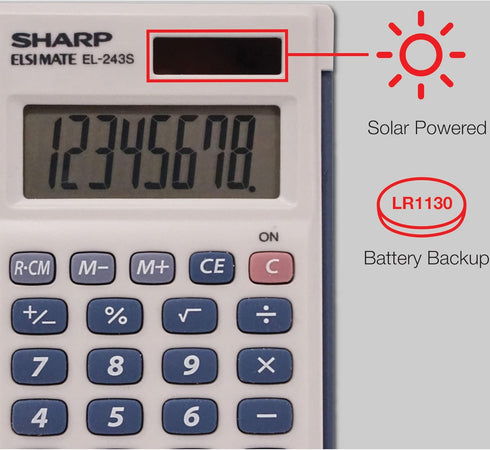 Sharp Calculators EL-243SB 8-Digit Pocket Calculator...