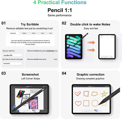 Pencil 2nd Generation for iPad Magnetic Wireless Charging, Pencil for Apple with Tilt Sensitivity &Palm Rejection, Stylus Pen for iPad Compatible ...