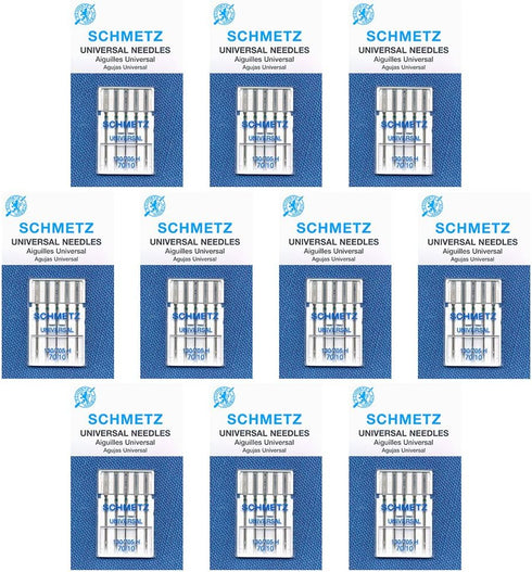 SCHMETZ Universal Sewing Machine Needles - Size 70/10, 5-Needle Cards, Pack of 10...