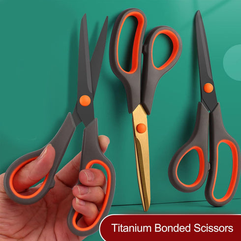 Titanium Scissors Bulk, Rkqoa 8" All Purpose Scissors Pack of 6 - High Performance and Designed for Comfort and Cutting - Sharp to Cut but Soft to...