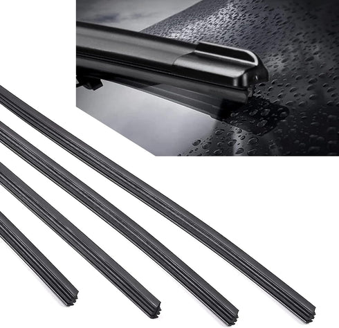 4 PCS Automotive Wiper Strip, 0.23" x 26" Frameless T-shape Windshield Cleaning Replacement Noiseless Rubber Strip, DIY Cutting Length Accessories...