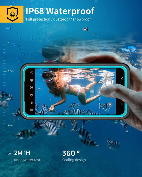 Lanhiem Samsung Galaxy A54 5G Case, IP68 Waterproof Dustproof Case with Built-in Screen Protector, Rugged Full Body Shockproof Phone Cover for Sam...