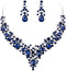 EVER FAITH Women's Crystal Elegant Bridal Floral Cluster Teardrop Statement Necklace Earrings Set...