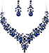 EVER FAITH Women's Crystal Elegant Bridal Floral Cluster Teardrop Statement Necklace Earrings Set...