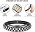Black and White Checkered Steering Wheel Cover Rubber Anti-Slip 14.5-15 Inch Universal Steering Wheel Cover with 2 Pieces Car Coasters Suitable fo...