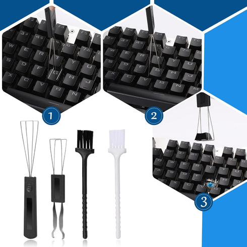 Keycap Puller Kit,4 Pcs Keycap Remover Tool Set Keyboard Key Remover Mechanical Keyboard Switch Puller Stainless Steel Key Puller with Keyboard Cl...