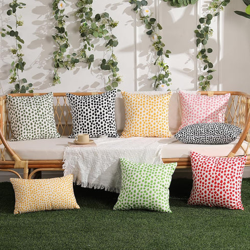 Outdoor Pillow Covers 20x20 Set of 2 Black Polka Dot Outdoor Waterproof Decorative Pillow Cases Summer Outdoor Sofa Bed Cushion Covers Home Decor ...