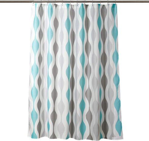 Lush Decor Mid Century Geo Shower Curtain, 72" x 72", Blue & Gray...