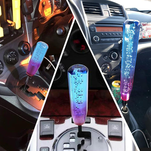 Crystal Shift Knob Universal Gear Shifter Stick Shift Knobs Transparent Bubble Purple Blue 10CM with Adapters...