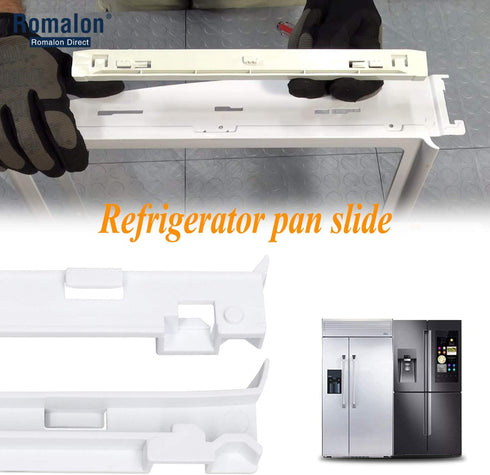 Romalon 2-Pack 2223320 Track Refrigerator Crisper Drawer Slide Rail Fit for Whirl-Pool Refrigerator Pan Slide Replace Number 1016208, AH869557, EA869557, PS869557 - a Set of Rails