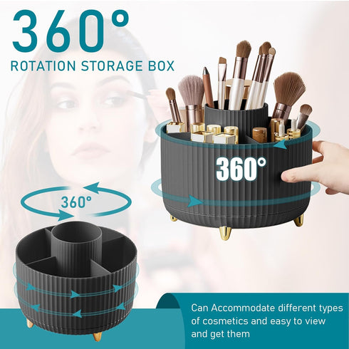 Makeup Brush Holder Organizer,360° Rotating Makeup Brush Organizer,5 Slot Make up Brushes Cup for Cosmetics, Nail Polish, Art Supply, Bathroom Van...