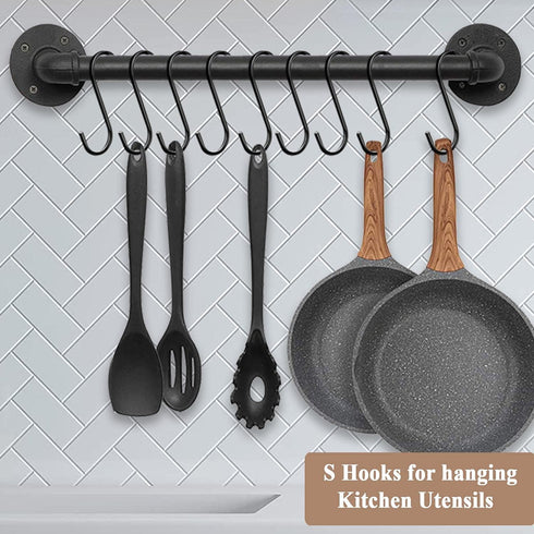 30 Pack Heavy Duty S Hooks Black Steel S Shaped Hooks for Hanging Jeans Pans Pots Plants Bags Towels Kitchen Closet Hooks Hanger, Large 3.5 inch...