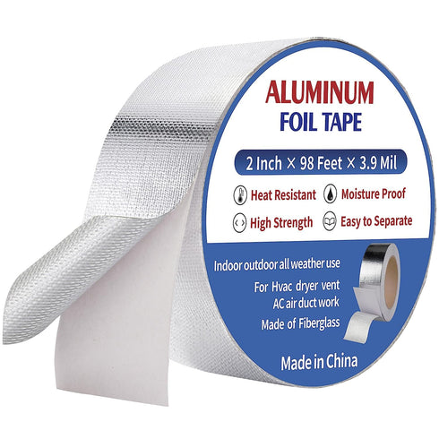 Aluminum Foil Fiberglass Tape, HVAC Heat Resistant Tape,2 Inches x 98 Feet...