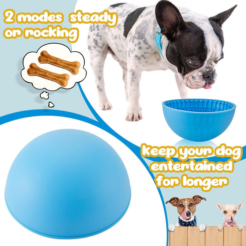 2 Pcs Silicone Dog Lick Bowl Pet Interactive Dog Slow Feeder Bowls for Oral Health Preventing Choking Anxiety Relief Wobble or Stay Put?Blue, Oran...