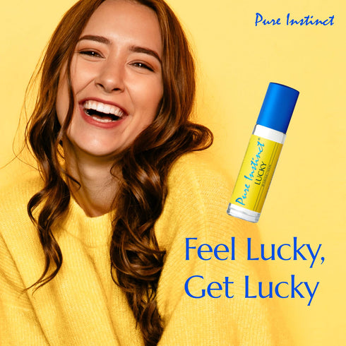 Pure Instinct LUCKY Roll-On The Original Pheromone Infused Body Oil Perfume Fragrance EdP Parfum - For Her Women - TSA Ready 0.34 fl oz...