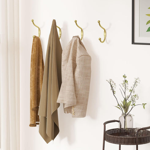 Gold Coat Hooks Wall Mount - Wall Hooks for Hanging, Heavy Duty Hooks, Mudroom Hooks, Metal Hooks for Hanging Clothes, Towels, Hats, Keys, Coats,4...