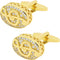Oval Golden Music Note Cufflinks for Men Lady with Crystals Hollow Out Design Men's Cufflinks Jewelry Set for Wedding Anniversary Business Party E...