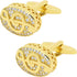 Oval Golden Music Note Cufflinks for Men Lady with Crystals Hollow Out Design Men's Cufflinks Jewelry Set for Wedding Anniversary Business Party E...
