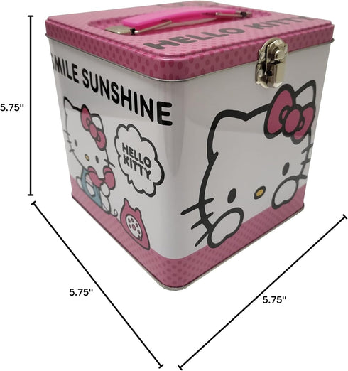 The Tin Box Company Hello Kitty Stack Store and Carry Tin. Stackable Tin Box with Handle,Pink and White, Storage Box, 5.75" Height, Clasp and Hing...