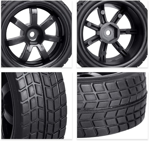 PreGlued 12mm Hex Hubs Wheel Rims&2.64" Rubber Tires for 1/10 On-Road Touring Car Drift for Traxxas 4tec 2.0 3.0 Tamiya TT02 TT01 HPI RS4 HSP Flyi...