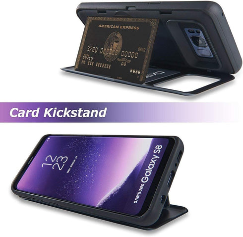 TORU CX PRO Case for Galaxy S8, with Card Holder | Slim Protective Shockproof Heavy Duty Cover with Hidden Credit Cards Wallet Flip Slot Compartme...