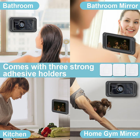 Waterproof Shower Phone Holder with 480° Rotation, Anti Fog High Sensitivity Phone Case Mount Box for Bathroom Wall, Mirror, Bathtub, and Kitchen,...