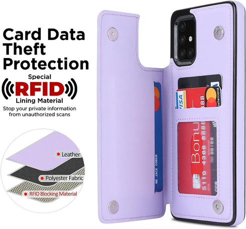 Asuwish Phone Case for Samsung Galaxy A71 5G Wallet Cover with Tempered Glass Screen Protector and Leather RFID Credit Card Holder Stand Slot Rugg...