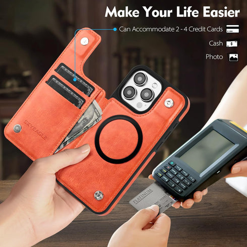 for iPhone 12/12 Pro Wallet Case with Card Holder?Compatible with Magsafe? Women Men PU Leather Flip Folio Protective Cover Credit Slots with Kick...