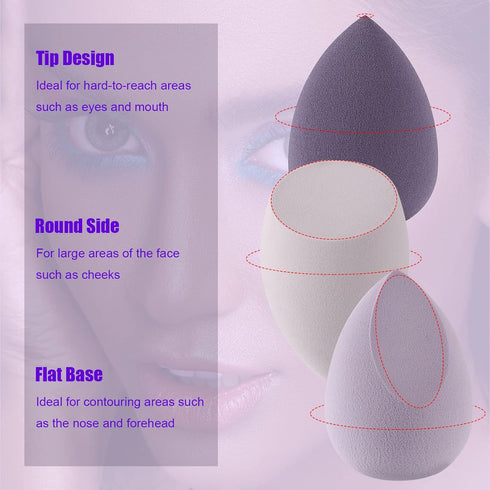 4 Pcs Makeup Sponge Beauty Blender Set - Sponges For Foundation with Egg Case and 1 Holder, Flawless for Cream, Powder Liquid (4PCS,Purple)...