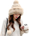 Peicees Womens Fur Hats with Pompom for Winter Warm Knit Beanie Skull Cap Russian Ushanka Trapper Hat with Ear Cover...