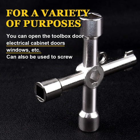 1pc Electrical Cabinet Key,4 Way Utilities Key, Panel/Square/Triangle Key,Cross Key for Faucet,Gas Meter,Valve,Spigots,Electrical Cabinet Opening...