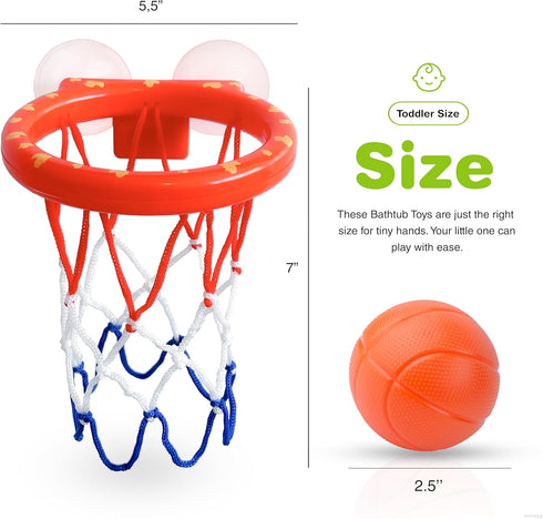 Bath Toys, Bathtub Basketball Hoop for Kids, Toddlers, Boys, and Girls, 3 Balls No Holes, Mold Free Bath Toys and Strong Suction Cup, Fun Bathtub ...