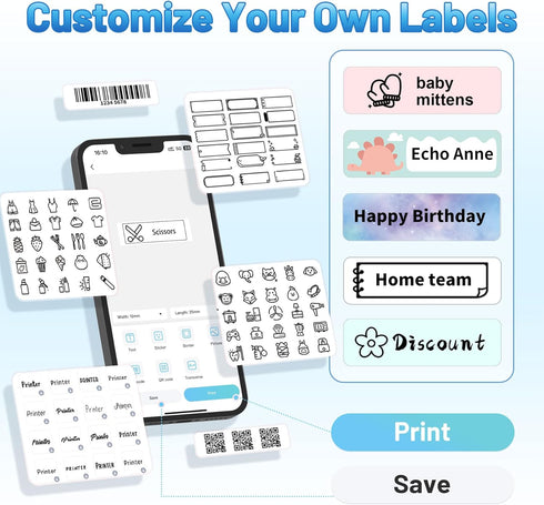 Label Makers, Label Maker Machine with Tape, Portable Bluetooth Label Printer with Little Space, Inkless Thermal Label Maker for Family School, Mi...