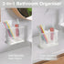 White Toothbrush Holders for Bathrooms, Toothbrush Holders Wall Mounted with 2 Cup, Dry & Wet Separation, Bathroom Countertop Organizer and Storag...