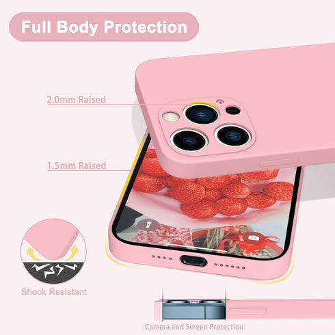 Case for iPhone 15 Pro Max Pink, Soft Liquid Silicone Case Compatible with iPhone 15promax, Gel Rubber Full-Body Protective Phone Case 6.7 inch, C...