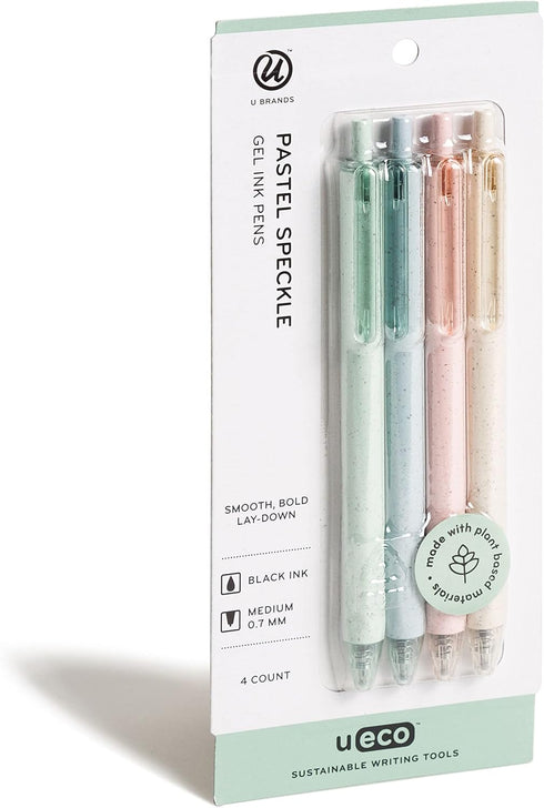 U Brands U-Eco Gel Ink Pens, Pastel Speckle, 4 Count (4375T06-48)...