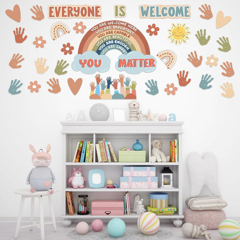Boho Bulletin Board Decorations for Classroom, 35Pcs Everyone is Welcome Classroom Positive Motivational Inspirational Affirmation Wall Decor Boho...