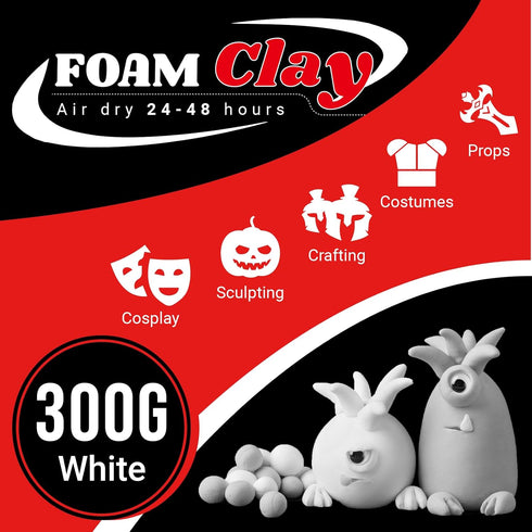 CALPALMY Air Dry Clay (300g Bag) - White Moldable Foam Clay for Cosplay - Airdry Soft Clay for Kids and Adults - Perfect Modeling Clay for Crafts,...