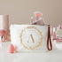 Gold Initial A Personalized Makeup Bag for Women, Monogrammed Canvas Cosmetic Pouch (White, 10 x 3 x 6 In)...