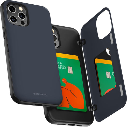 GOOSPERY for iPhone 12 Pro Max 6.7"(2020) Card Holder Wallet Case, Easy Magnetic Door Closure Protective Dual Layer Bumper Sturdy Phone Back Cover...