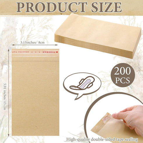 200 Pcs Tampons Disposal Bags Sanitary Napkin Disposal Bags Bulk Feminine Hygiene Disposal Bag Bulk Kraft Tampons Bag for Feminine Products with S...