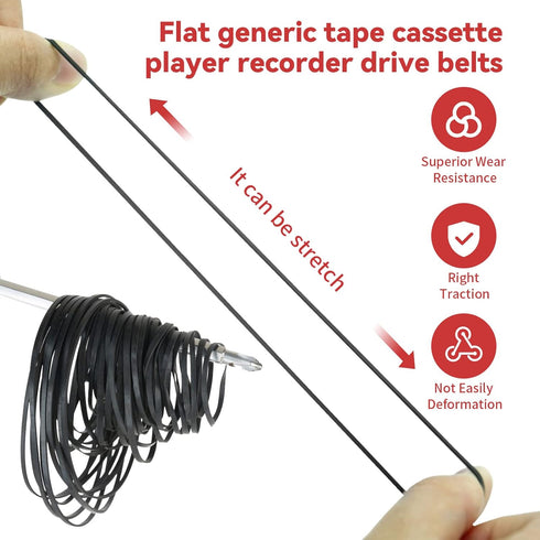 Recorder Rubber Belts - Cassette Recorder Repair Maintenance Mix Flat Cassette Tape Machine Rubber Belts 40-135MM (50PCS) (Width 3MM)...