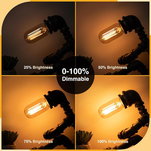 Leools T45 LED Bulb,8W E26 LED Bulb Dimmable Equivalent E26 Bulb 75 Watt,Amber Warm White 2700K E26 Edison Bulb T14,AC120V,700lm,CRI90,Amber Glass...
