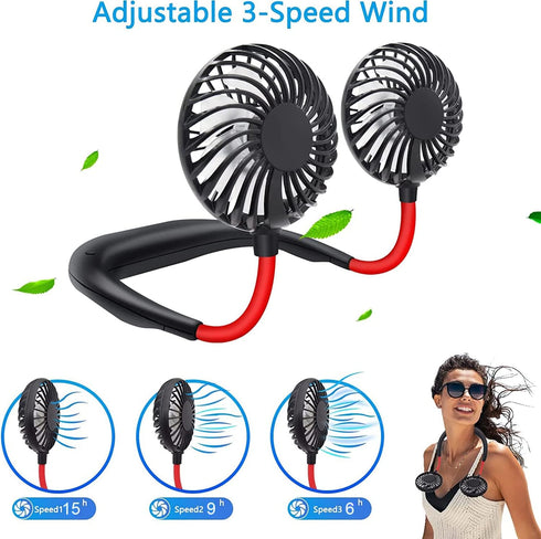 SZ-JIAHAIYU Neck Fan Portable Face Fan Personal USB Hands-Free Mini Wearable Sports Handheld Cooling Small New Fans Around Your Neck for Travel Of...