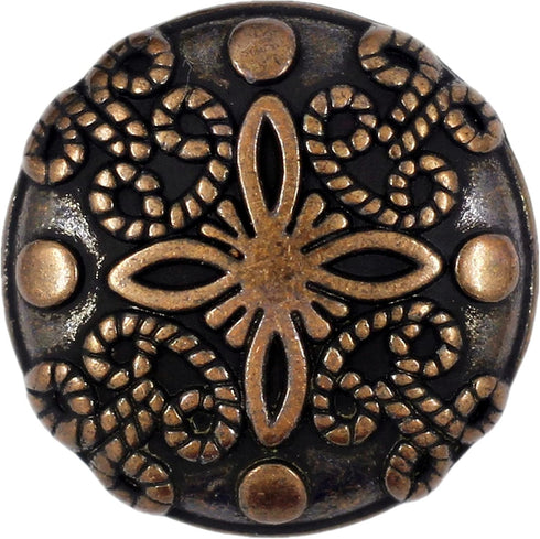 Bezelry 12 Pieces Flower Carvings Metal Shank Buttons. 18mm (11/16 inch) (Antique Copper)...