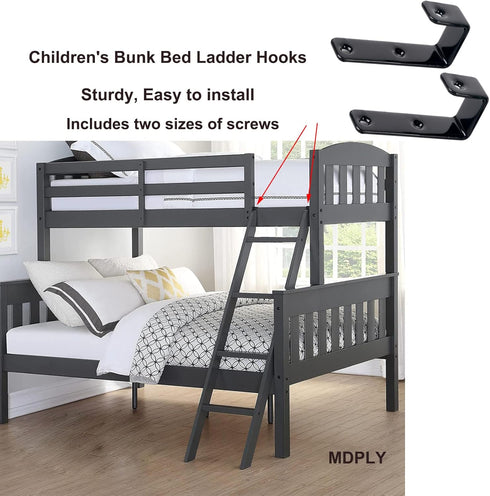 8 Pack Bunk Bed Ladder Hooks, Inside Width 1" Vinyl Coated Iron Heavy Duty Hook Brackets for Bed Decoration Tool with 2 Size Mounting Screws, 2.75...