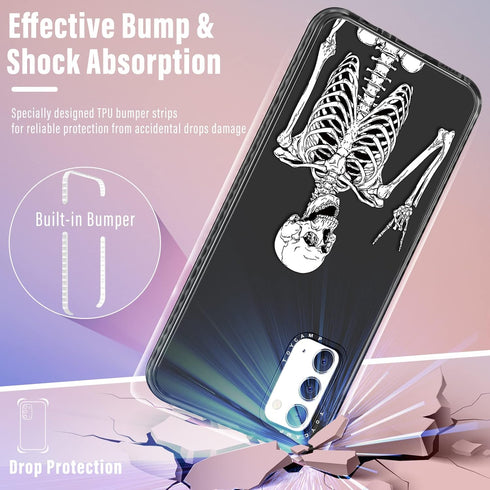 Toycamp for Note 20 Case, Cute Funny Skull Skeleton Design for Women Girls Boys Teens for Galaxy Note 20 Cases, Cute Cartoon Punk Skull Print Cove...