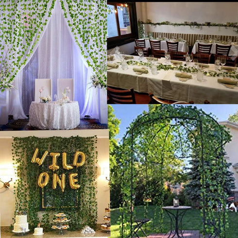 KUPOO 12 Strands 84 Feet Artificial Ivy Leaf Plants Vine Hanging Garland Fake Foliage Flowers for Wedding Party Garden Wall Decoration (Style A)...