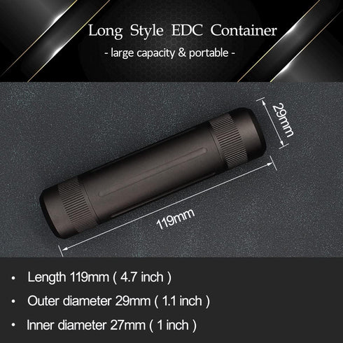 Aluminium Alloy Air-Tight EDC Accessory Case, Pill Fob Capsule Keychain, Long Waterproof Match Case Battery Holder, Smell Proof Container Sealed J...