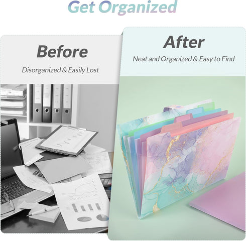 SKYDUE Expanding File Folder with 5 Pockets, Cute Accordion File Organizer, Letter Size Filing Folder, Letter Size Folders for Documents, School O...